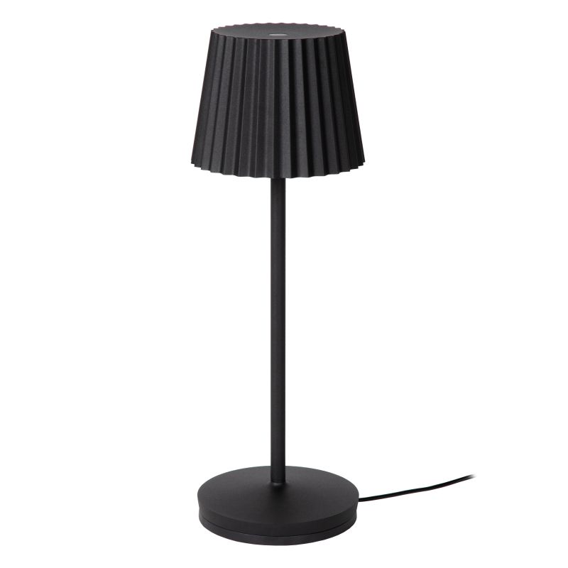 Lucide JUSTINE - Nabíjacia stolová lampa Vonkajšia - Batéria - LED Rozm. - 1x2W 2700K - IP54 - S bezdrôtovou nabíjacou podložkou - Čierna